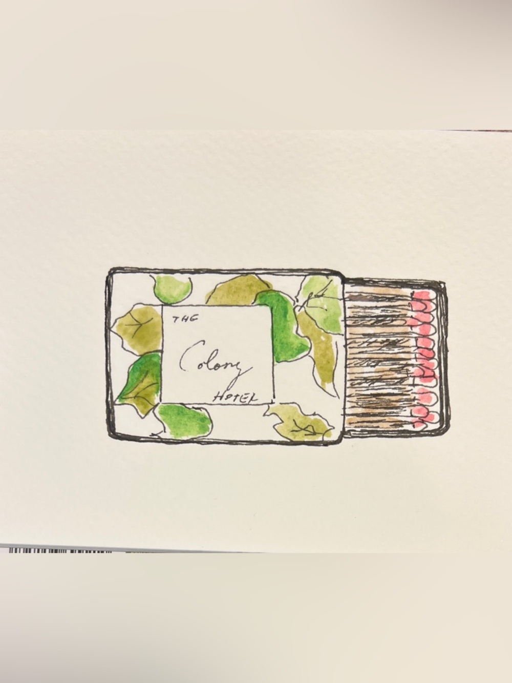 Colony hotel palm beach hand painted match book wall art
